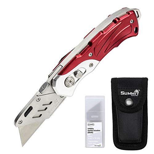 SummitGear Folding Utility Knife Stainless Steel/Box Cutter with C...