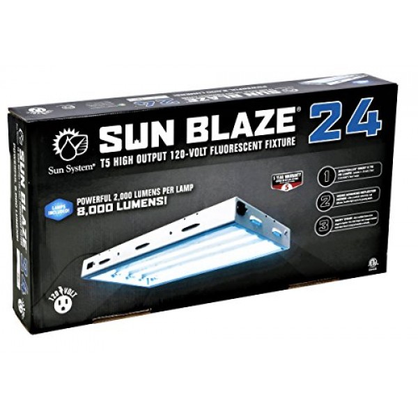Sun Blaze T5 Fluorescent - 2 ft. Fixture | 4 Lamp | 120V - Indoor ...