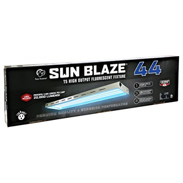 Sun Blaze T5 Fluorescent - 4 ft. Fixture | 4 Lamp | 120V - Indoor ...