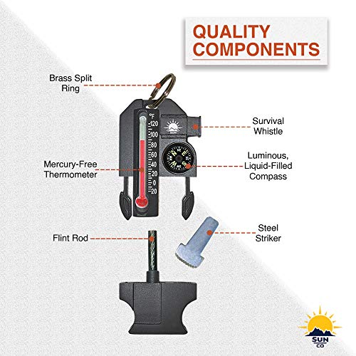 Sun Company Outsider - 4-in-1 Survival Multi-Tool | Compass, Therm...