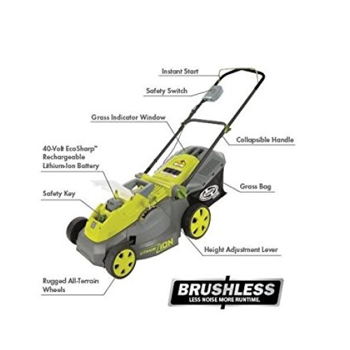 Sun Joe iON16LM 40-Volt 16-Inch Brushless Cordless Lawn Mower, Kit...