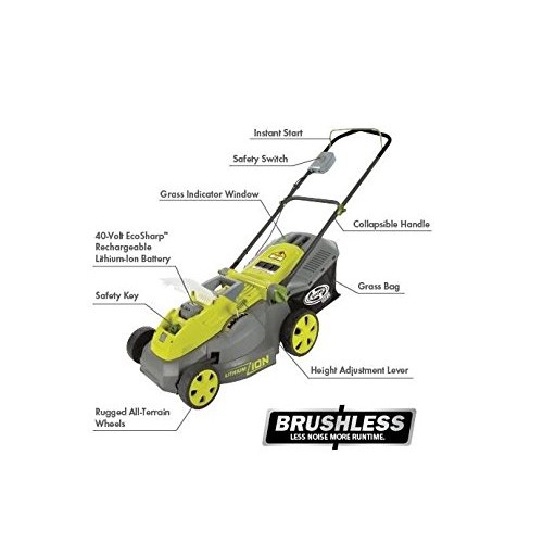 Sun Joe iON16LM 40-Volt 16-Inch Brushless Cordless Lawn Mower, Kit...