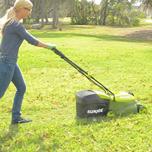 Sun Joe MJ401C-PRO 14-Inch 28-Volt Cordless Push Lawn Mower, w/Rea...