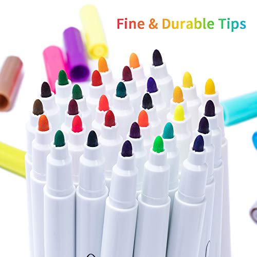 Fabric Markers Pen, 32 Colors Permanent Fabric Paint Pens Art Mark...