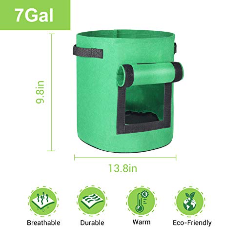 SunArea 5 Pack 7 Gallon Potato Grow Bags, with Visualize Window an...