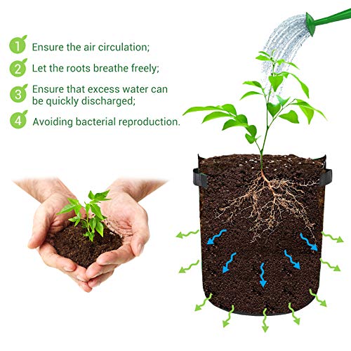 SunArea 5 Pack 7 Gallon Potato Grow Bags, with Visualize Window an...