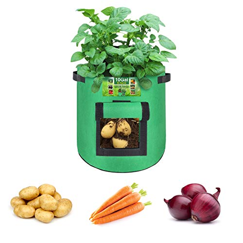 SunArea 5 Pack 7 Gallon Potato Grow Bags, with Visualize Window an...