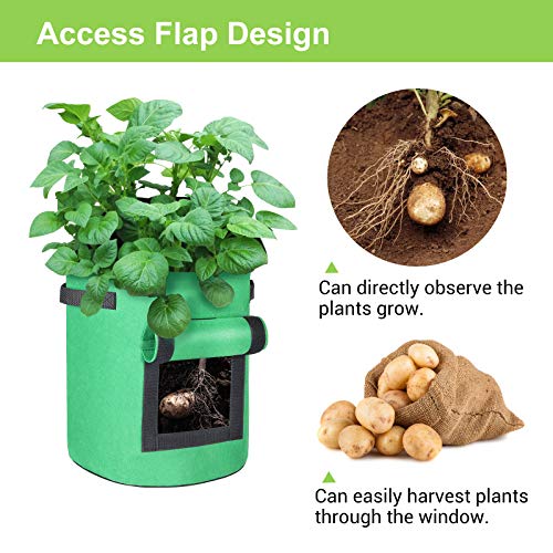 SunArea 5 Pack 7 Gallon Potato Grow Bags, with Visualize Window an...