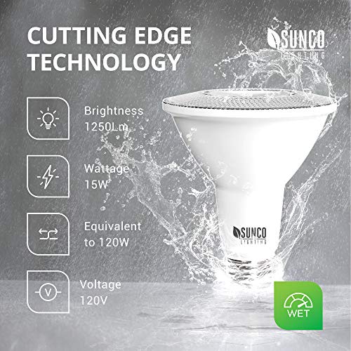 Sunco Lighting 4 Pack PAR38 LED Bulb with Dusk-to-Dawn Photocell S...