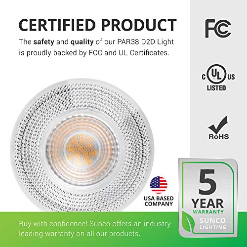 Sunco Lighting 4 Pack PAR38 LED Bulb with Dusk-to-Dawn Photocell S...