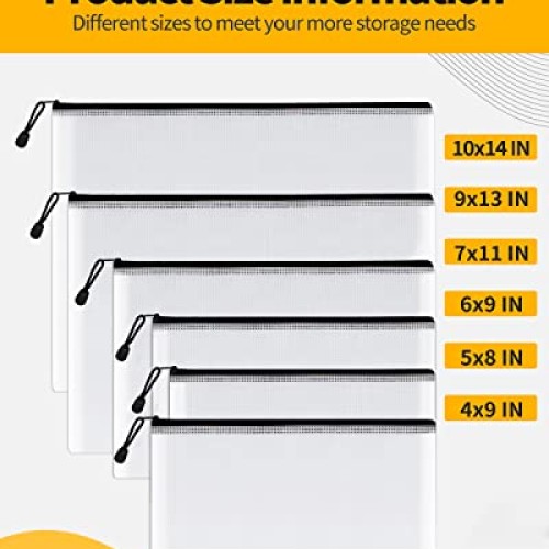 SUNEE Multisize Mesh Zipper Pouch Black, 30 Packs, Mesh Bags wit...