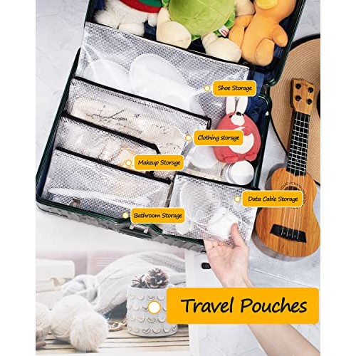 SUNEE Multisize Mesh Zipper Pouch Black, 30 Packs, Mesh Bags wit...