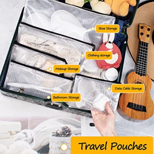 SUNEE Multisize Mesh Zipper Pouch Black, 30 Packs, Mesh Bags wit...