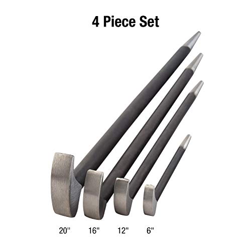 Sunex 9804 Rolling Head Pry Bar Set, 6-Inch - 20-Inch, 4-Piece