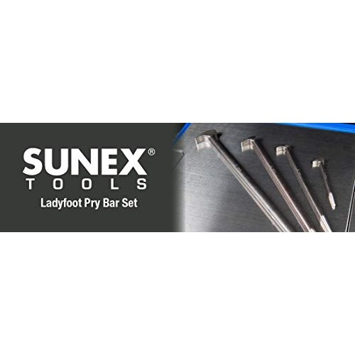 Sunex 9804 Rolling Head Pry Bar Set, 6-Inch - 20-Inch, 4-Piece