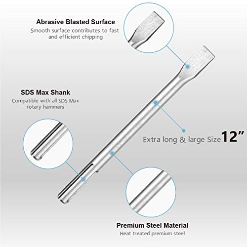 12-Inch SDS Max Chisel Set, SUNGATOR Heavy Duty Rotary Hammer Chis...