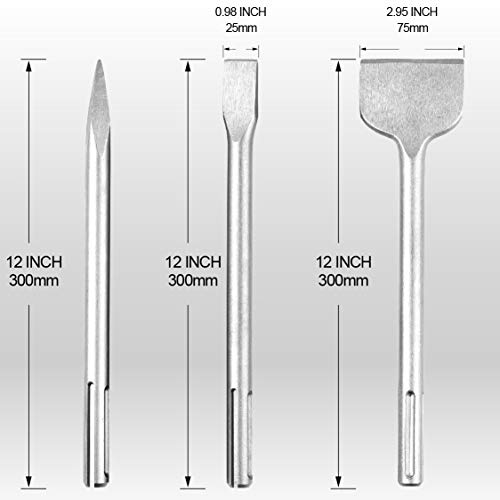 12-Inch SDS Max Chisel Set, SUNGATOR Heavy Duty Rotary Hammer Chis...