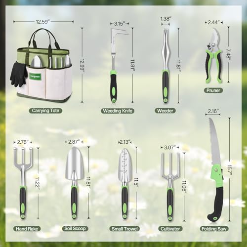 sungwoo Garden Tool Set 10 Piece, Heavy Duty and Lightweight Alumi...