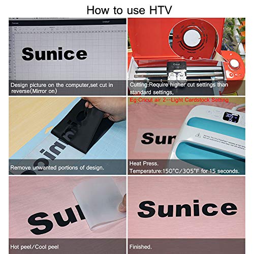 Sunice 12x20 Sheet Holographic Color HTV Vinyl Roll for DIY T-Sh...