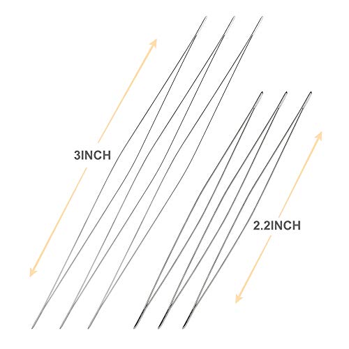 6 Pieces Big Eye Beading Needles with Needle Bottle 2.2 inch, 3 i...