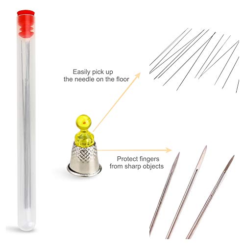 6 Pieces Big Eye Beading Needles with Needle Bottle 2.2 inch, 3 i...