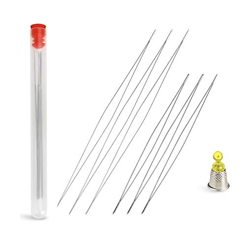 6 Pieces Big Eye Beading Needles with Needle Bottle 2.2 inch, 3 i...