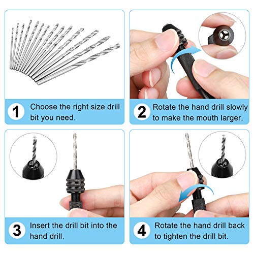 SUNJOYCO Hand Drill Bits Set 31Pcs, Precision Hand Pin Vise Rotary...