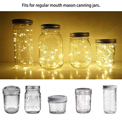 Solar Mason Jar Lid Lights Updated, 6 Pack 15 LED Waterproof Fai...