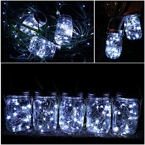 Solar Mason Jar Lights, 8 Pack 15 LED Waterproof Fairy Firefly Jar...