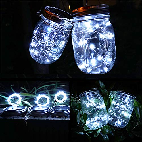 Solar Mason Jar Lights, 8 Pack 15 LED Waterproof Fairy Firefly Jar...