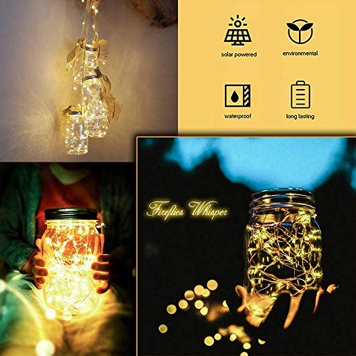 SunKite Solar Mason Jar Lights, 12 Pack 30 LED Waterproof Fairy Fi...
