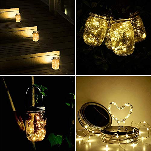 SunKite Solar Mason Jar Lights, 12 Pack 30 LED Waterproof Fairy Fi...