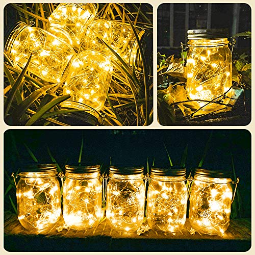 SunKite Solar Mason Jar Lights Updated, 8 Pack 20 LED Waterproof...