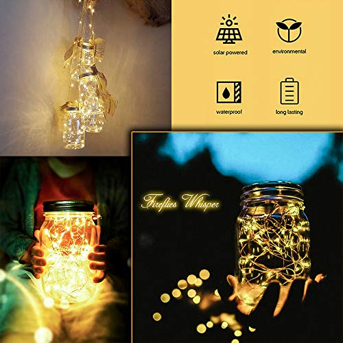 SunKite Solar Mason Jar Lights Updated, 8 Pack 20 LED Waterproof...