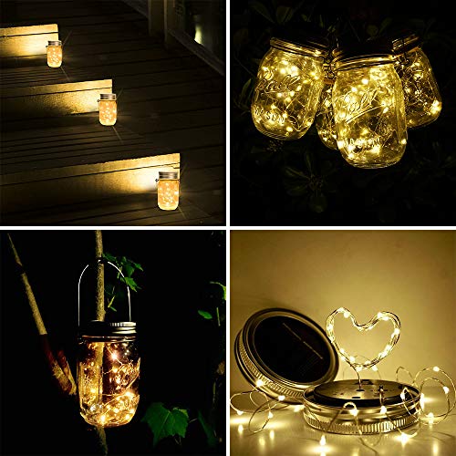 SunKite Solar Mason Jar Lights Updated, 8 Pack 20 LED Waterproof...