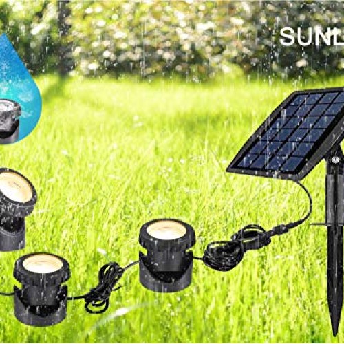 Solar Pond Spotlights IP68 with Bright 18 LEDs by 3 Lamps Angle Ad...