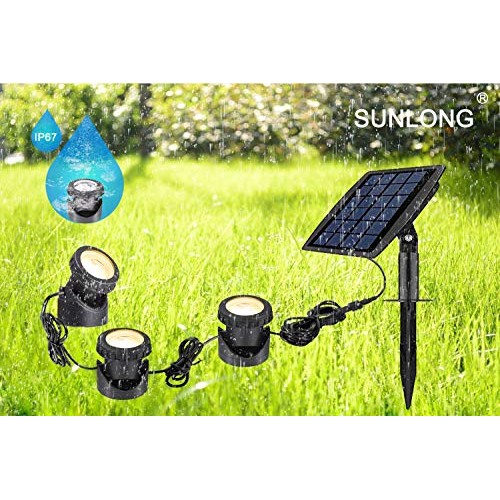 Solar Pond Spotlights IP68 with Bright 18 LEDs by 3 Lamps Angle Ad...