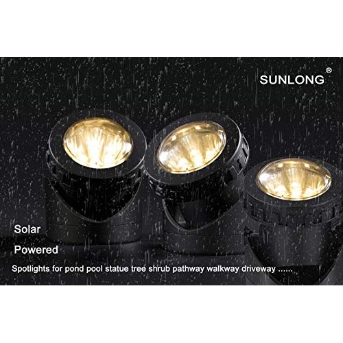 Solar Pond Spotlights IP68 with Bright 18 LEDs by 3 Lamps Angle Ad...