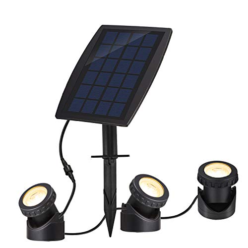 Solar Pond Spotlights IP68 with Bright 18 LEDs by 3 Lamps Angle Ad...