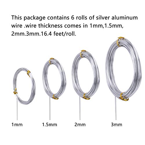 Sunmns 6 Rolls Silver Aluminum Wire, DIY Craft Art Wire, Soft and ...