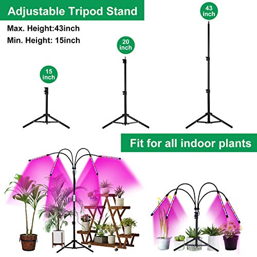 Grow Lights for Indoor Plants, LED Grow Lights with Stand, 4 Head ...