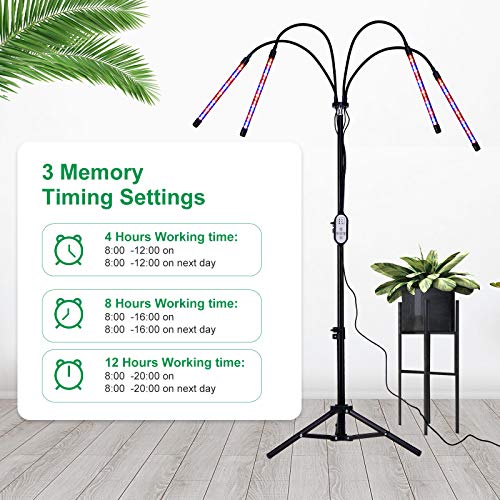 Grow Lights for Indoor Plants, LED Grow Lights with Stand, 4 Head ...