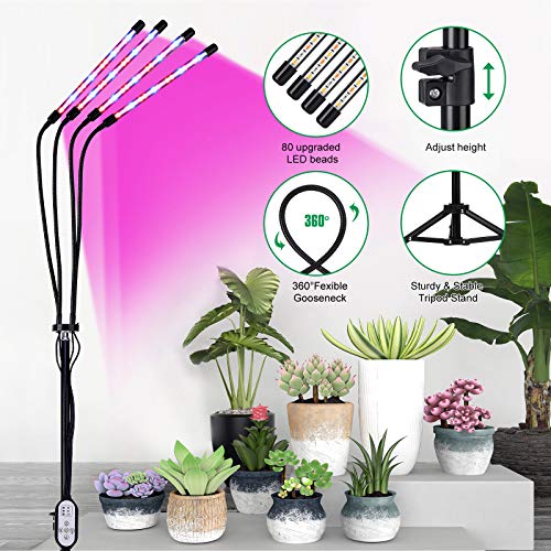 Grow Lights for Indoor Plants, LED Grow Lights with Stand, 4 Head ...