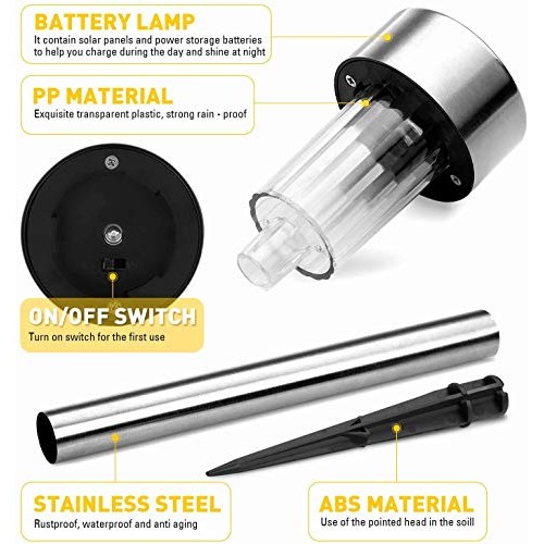 Solar Lights Outdoor, 12Pack Stainless Steel Outdoor Solar Lights ...
