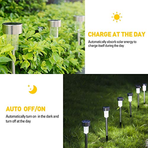 Solar Lights Outdoor, 12Pack Stainless Steel Outdoor Solar Lights ...