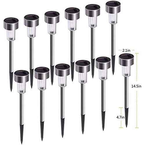 Solar Lights Outdoor, 12Pack Stainless Steel Outdoor Solar Lights ...