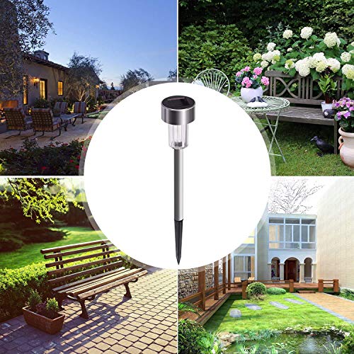Solar Lights Outdoor, 12Pack Stainless Steel Outdoor Solar Lights ...
