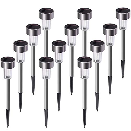 Solar Lights Outdoor, 12Pack Stainless Steel Outdoor Solar Lights ...