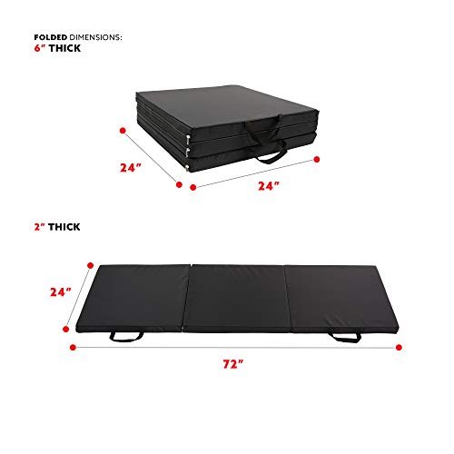 Sunny Health & Fitness Folding Gymnastics Tumbling Mat - Extra Thi...