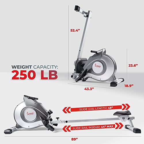 Sunny Health & Fitness Magnetic Rowing Machine Rower with LCD Moni...